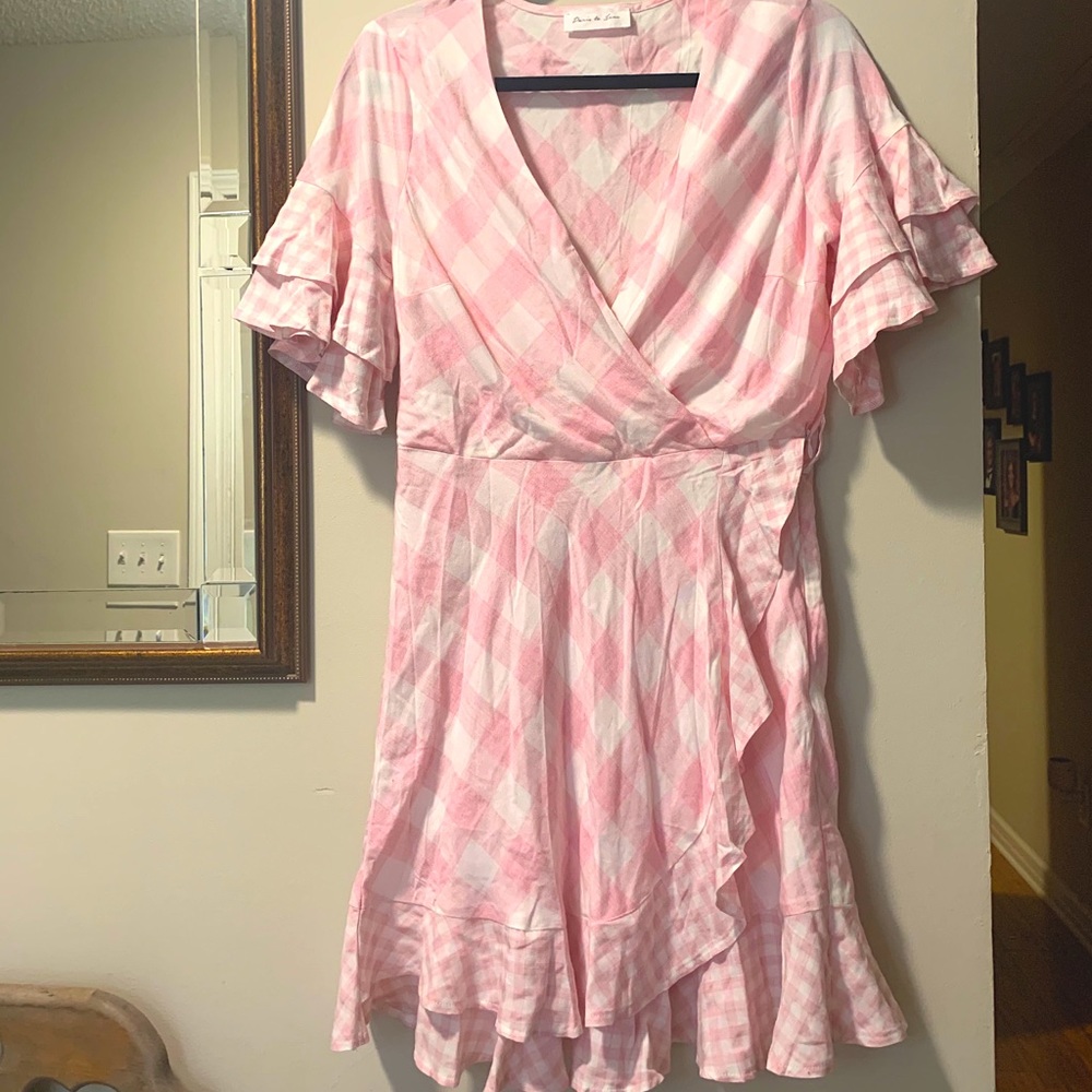 Pink and white picnic dress